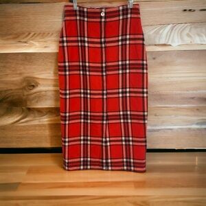 Vintage no name 
Womans Sz 10 100% Wool Plaid Skirt